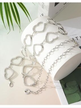Silver Heart Link  Chain Belt